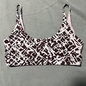 Gray and White Patterned Sports Bra